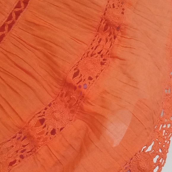 🧡 Free People S Tangerine Button-Back Eyelet Tank - Picture 5 of 5